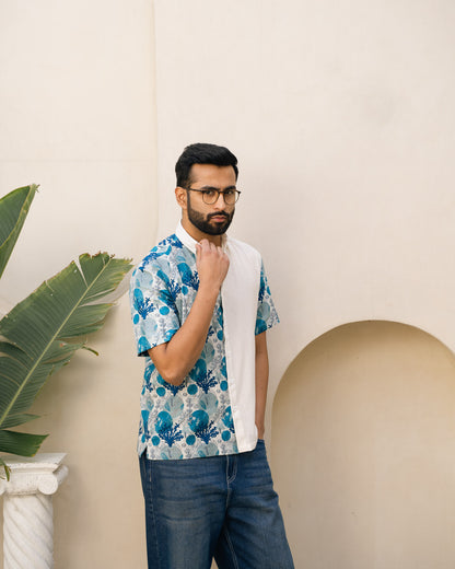 Ocean Life Turkish Half and Half Linen shirt