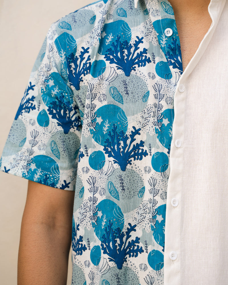 Ocean Life Turkish Half and Half Linen shirt