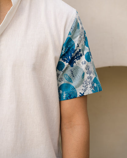 Ocean Life Turkish Half and Half Linen shirt