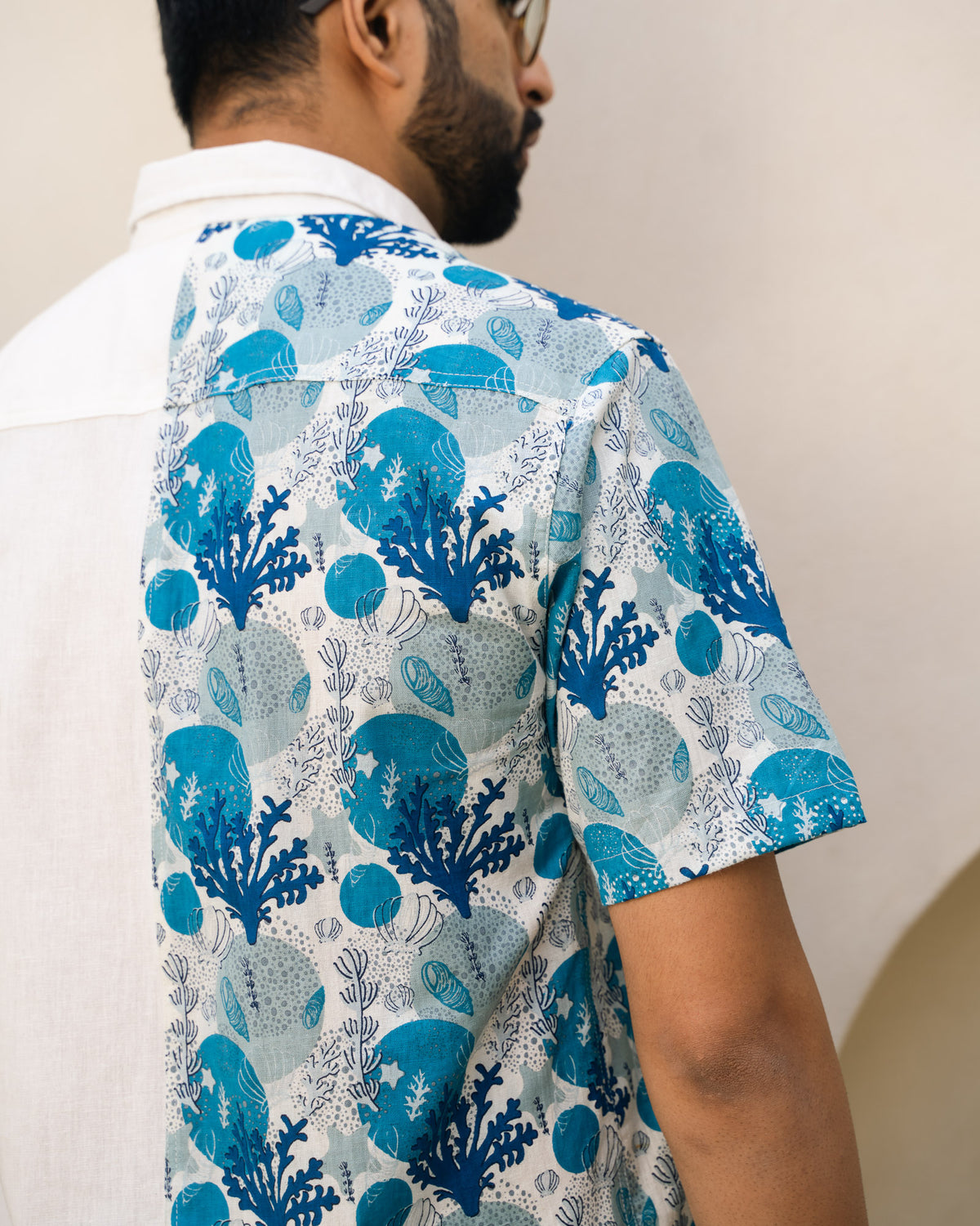 Ocean Life Turkish Half and Half Linen shirt