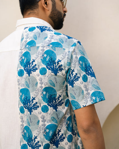 Ocean Life Turkish Half and Half Linen shirt