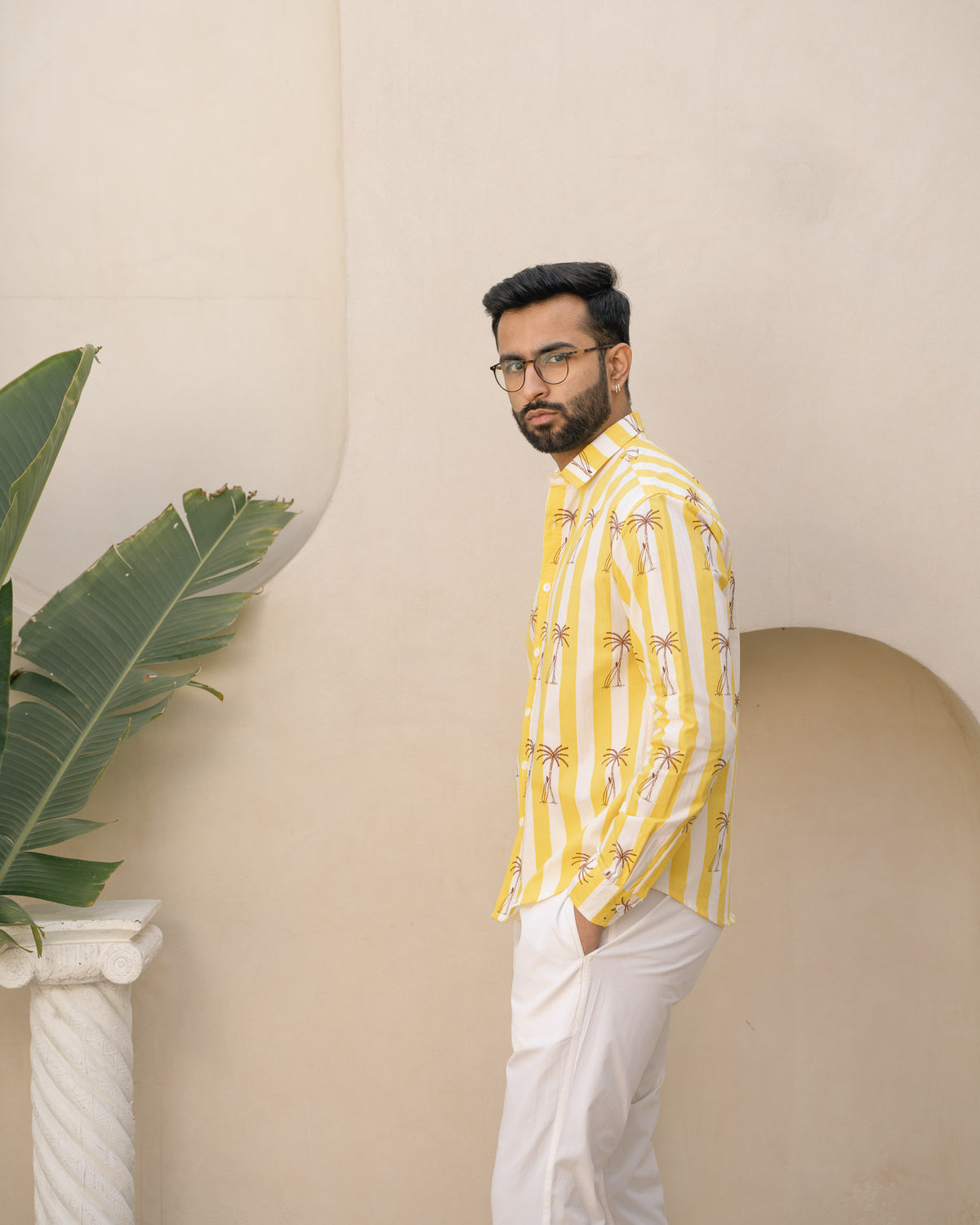 Palm Tree Lemon  Full Sleeves Cotton Shirt