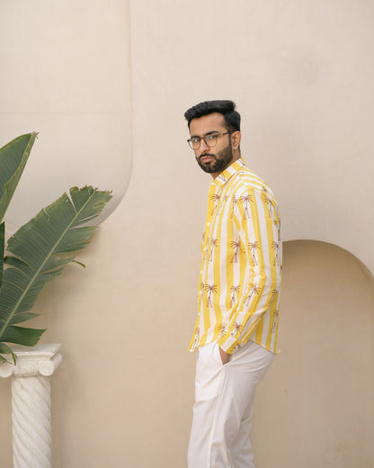 Palm Tree Lemon  Full Sleeves Cotton Shirt