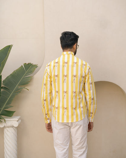 Palm Tree Lemon  Full Sleeves Cotton Shirt