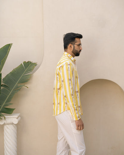 Palm Tree Lemon  Full Sleeves Cotton Shirt