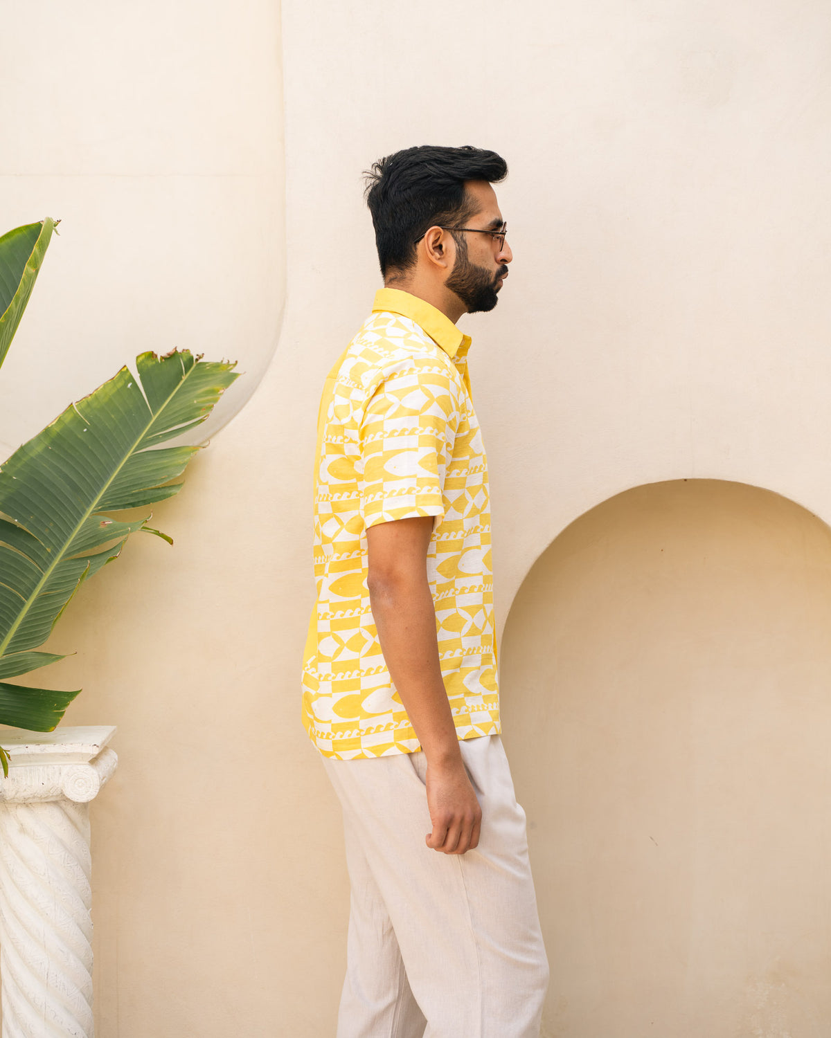 Funky Fish Lemon Half and Half Linen Shirt