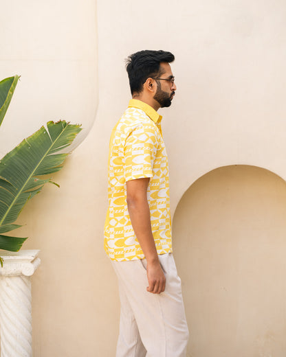 Funky Fish Lemon Half and Half Linen Shirt