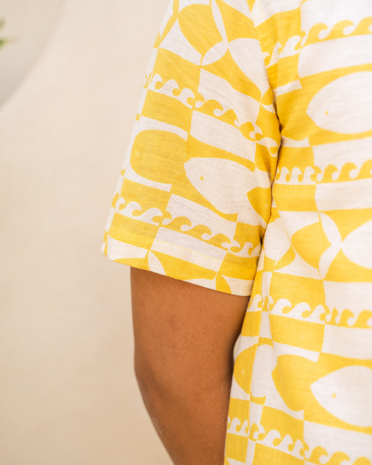 Funky Fish Lemon Half and Half Linen Shirt