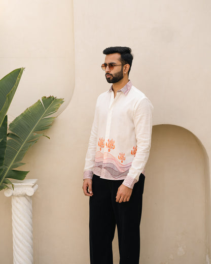 Block Turtle Flirt Full Sleeves Linen Shirt