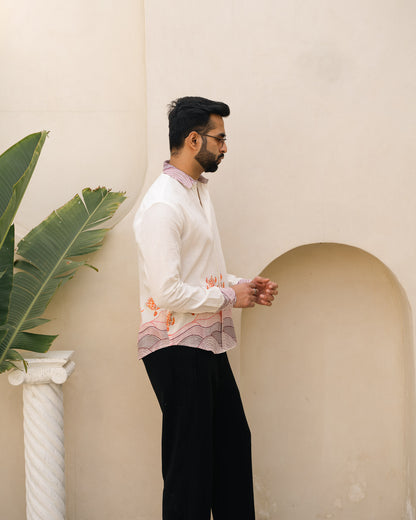 Block Turtle Flirt Full Sleeves Linen Shirt
