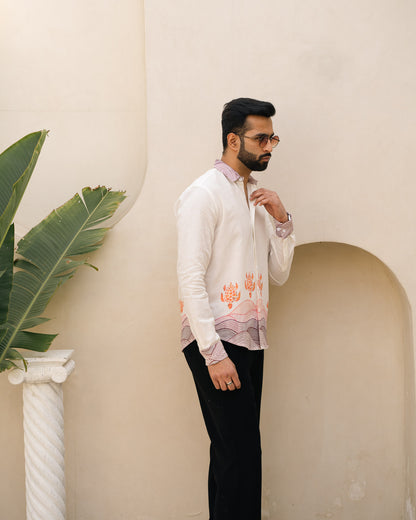 Block Turtle Flirt Full Sleeves Linen Shirt