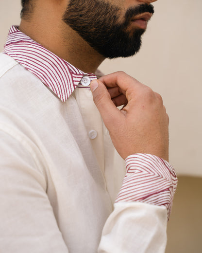 Block Turtle Flirt Full Sleeves Linen Shirt
