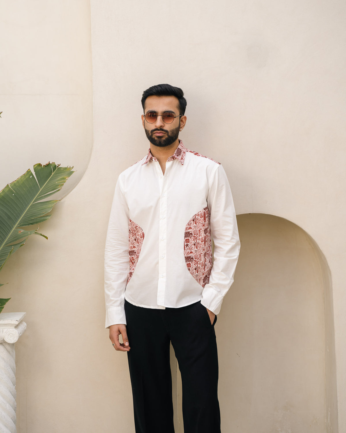 Beach Doodle Merlot Wheel Full Sleeves Linen Shirt