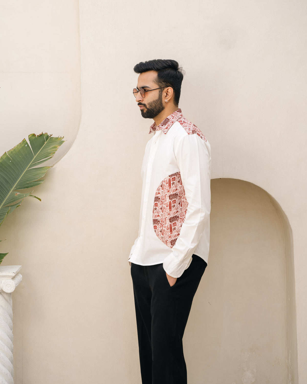 Beach Doodle Merlot Wheel Full Sleeves Linen Shirt