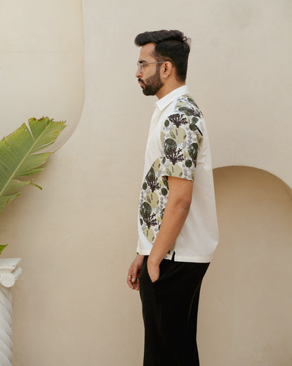 Ocean Life Olive Wheel Cotton Shirt