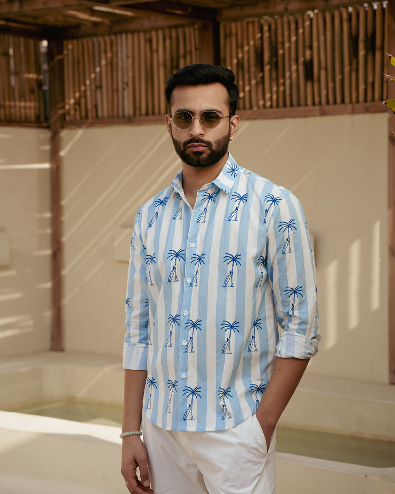 Palm Tree Sky Full Sleeves Cotton Shirt