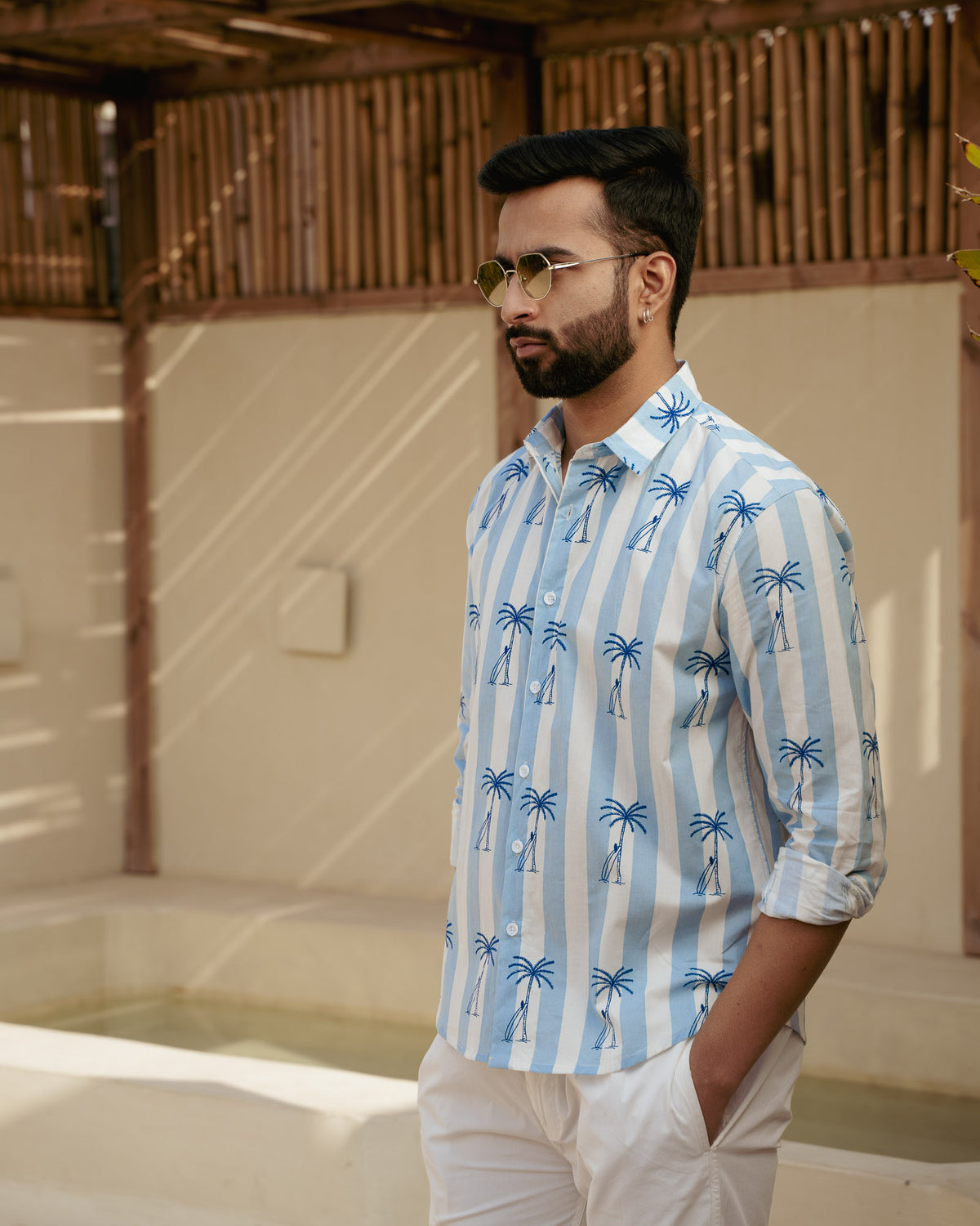Palm Tree Sky Full Sleeves Cotton Shirt