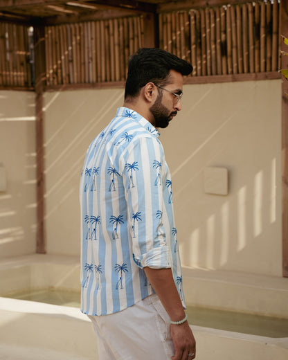 Palm Tree Sky Full Sleeves Cotton Shirt