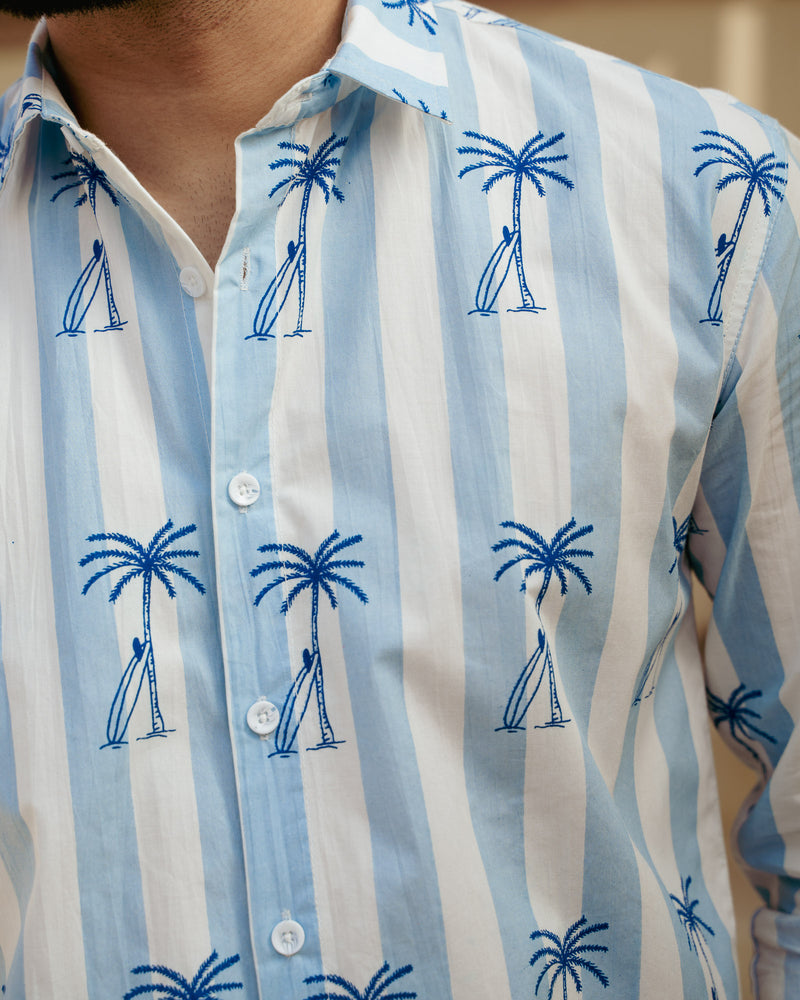 Palm Tree Sky Full Sleeves Cotton Shirt