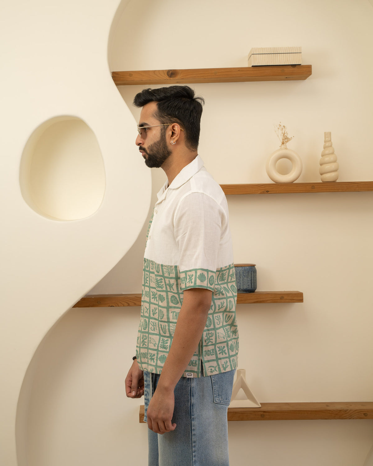 Aqua Block Mint Checks Linen Shirt