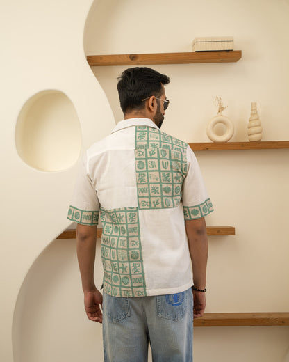 Aqua Block Mint Checks Linen Shirt