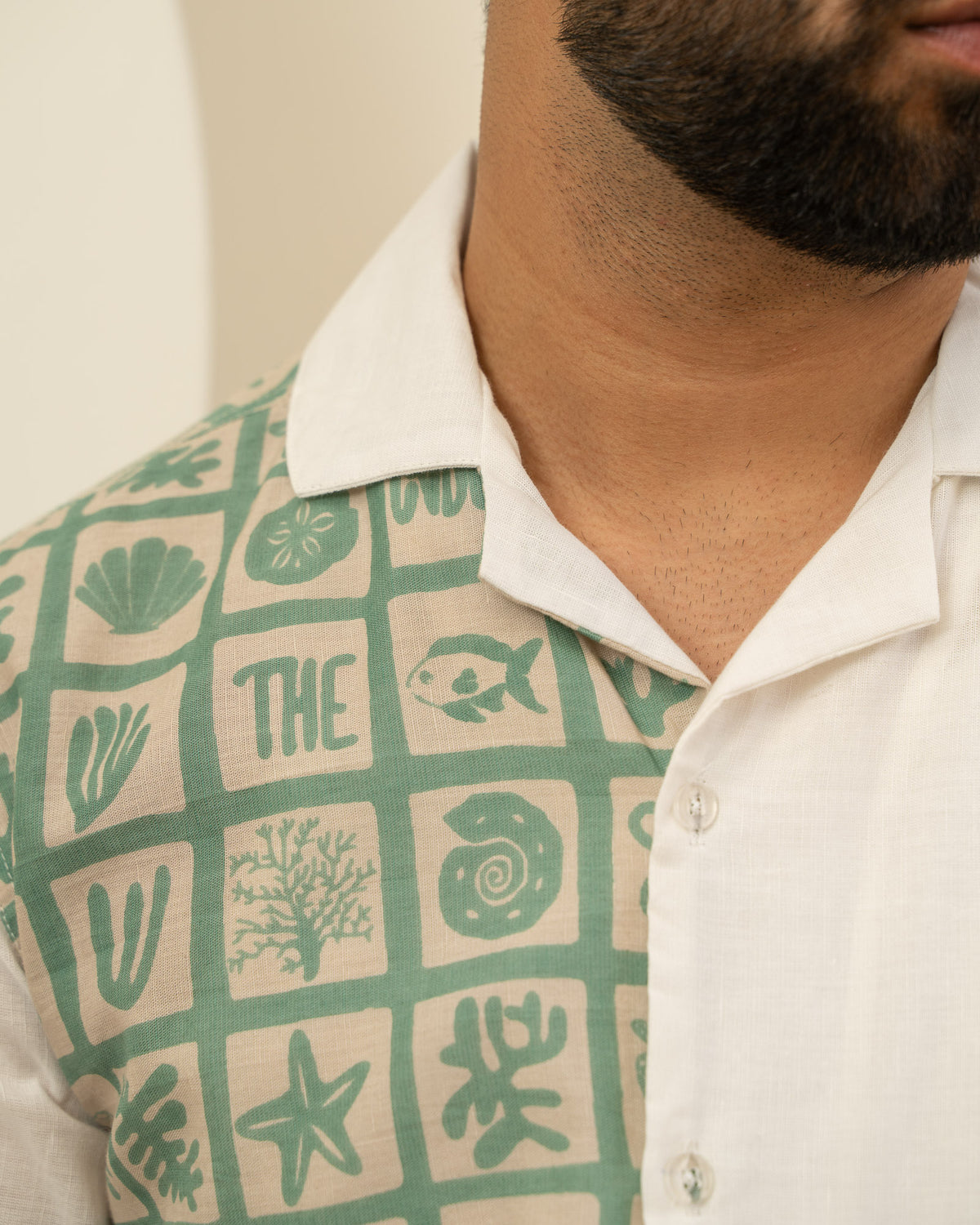 Aqua Block Mint Checks Linen Shirt