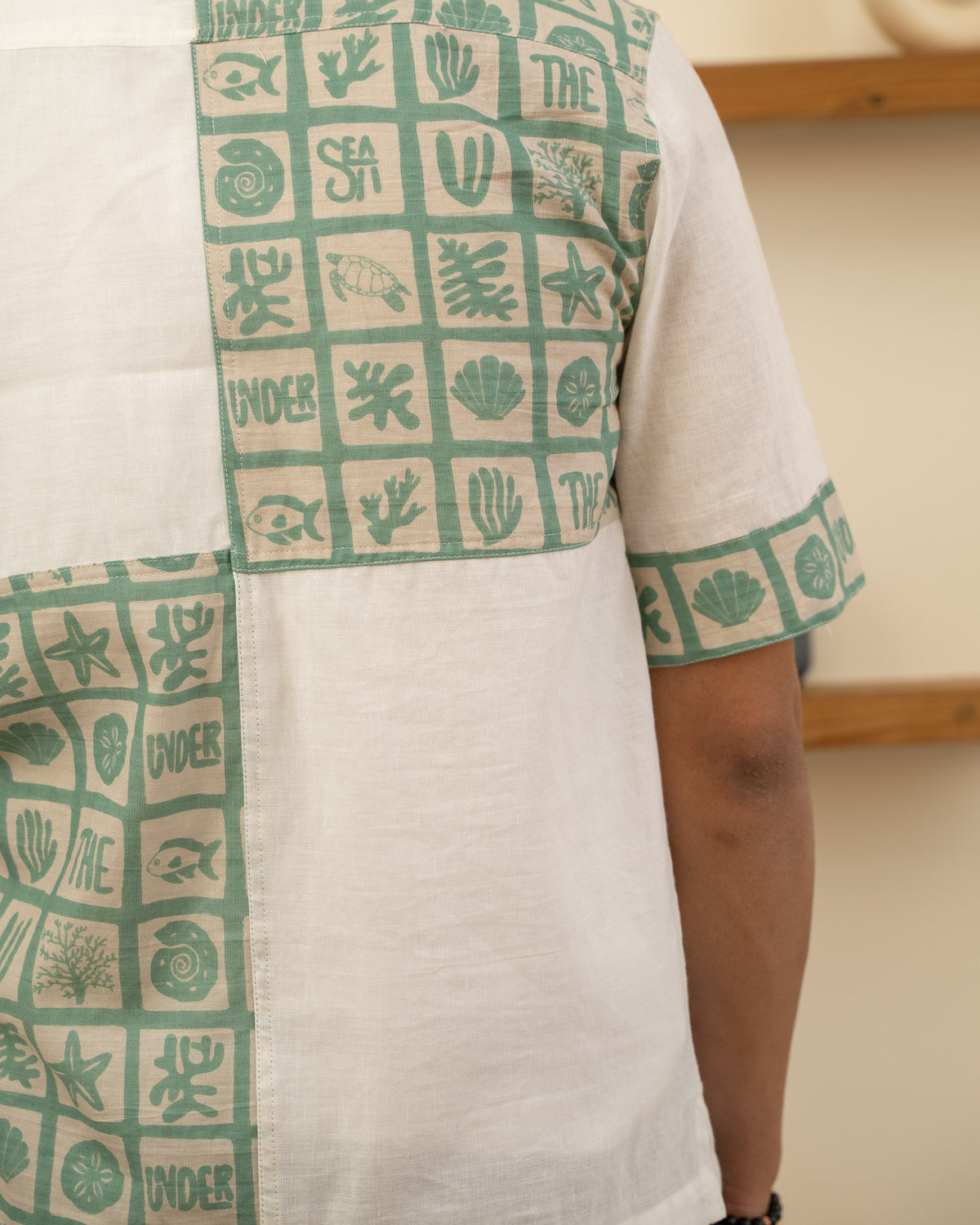 Aqua Block Mint Checks Linen Shirt