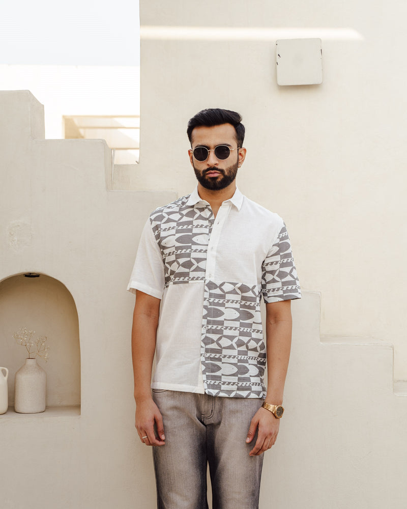 Funky Fish Teal Blue Checks Linen Shirt
