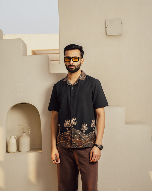 Block Turtle Ebony Linen Shirt