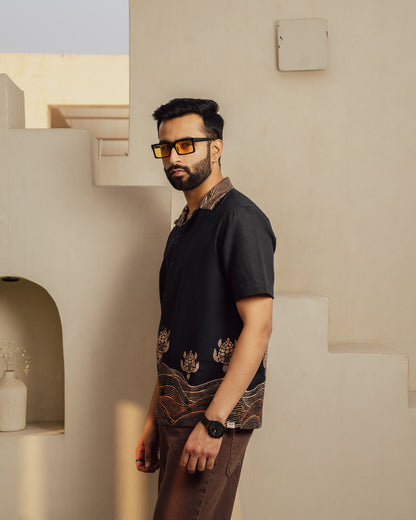 Block Turtle Ebony Linen Shirt