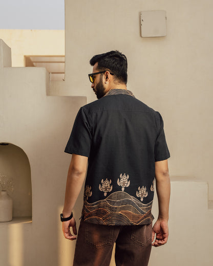 Block Turtle Ebony Linen Shirt