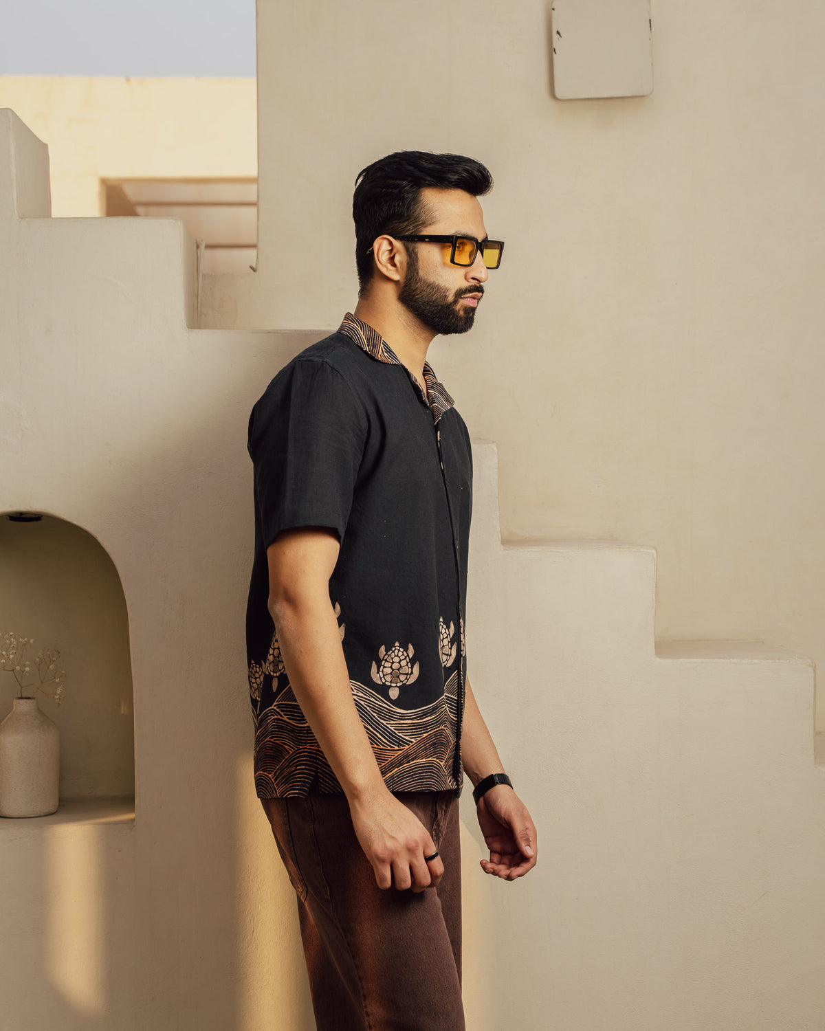 Block Turtle Ebony Linen Shirt