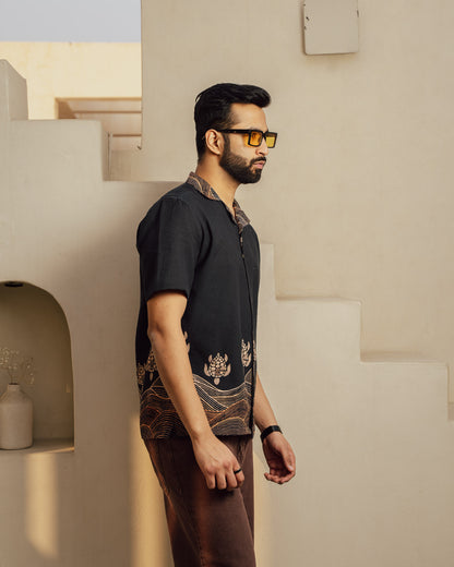 Block Turtle Ebony Linen Shirt